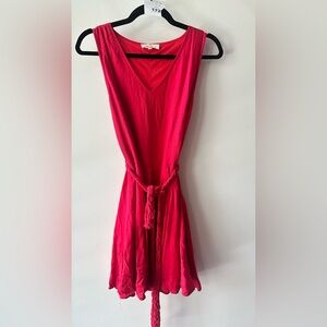 Entro, Red Sleeveless Braided Belt Mini Dress, Size M | 172